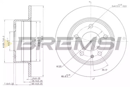 Тормозной диск (BREMSI: DBA086S)