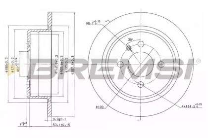 Тормозной диск (BREMSI: DBA093S)