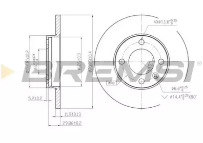 Тормозной диск (BREMSI: DBA103S)