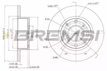 Тормозной диск (BREMSI: DBA112S)