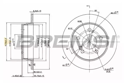 Тормозной диск (BREMSI: DBA122S)