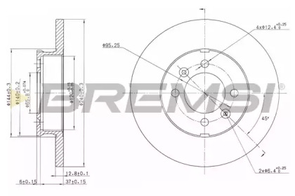 Тормозной диск (BREMSI: DBA123S)