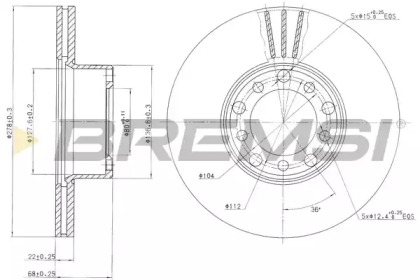 Тормозной диск (BREMSI: DBA143V)