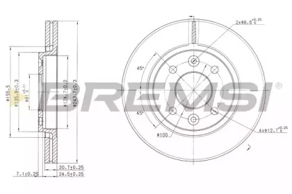 Тормозной диск (BREMSI: DBA186V)