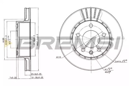 Тормозной диск (BREMSI: DBA188V)