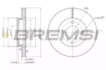 Тормозной диск (BREMSI: DBA193V)