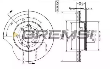 Тормозной диск (BREMSI: DBA204V)