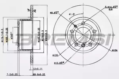 Тормозной диск (BREMSI: DBA210S)