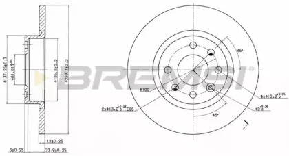 Тормозной диск (BREMSI: DBA213S)