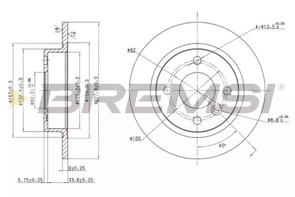 Тормозной диск (BREMSI: DBA226S)