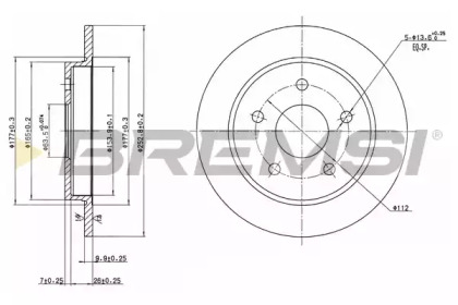 Тормозной диск (BREMSI: DBA232S)