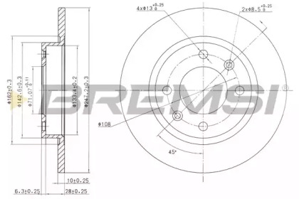 Тормозной диск (BREMSI: DBA238S)