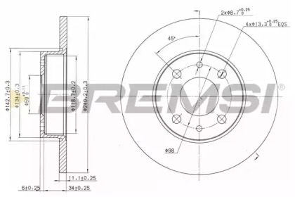 Тормозной диск (BREMSI: DBA240S)