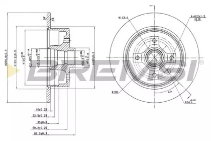 Тормозной диск (BREMSI: DBA242S)