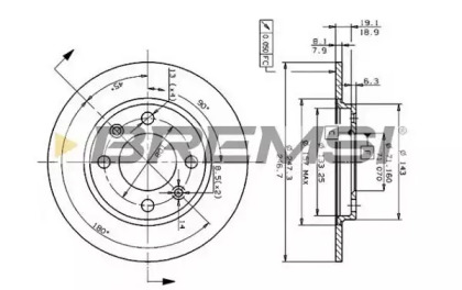 Тормозной диск (BREMSI: DBA244S)