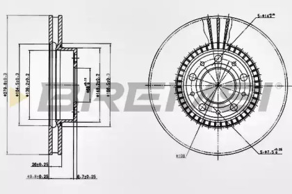 Тормозной диск (BREMSI: DBA255V)