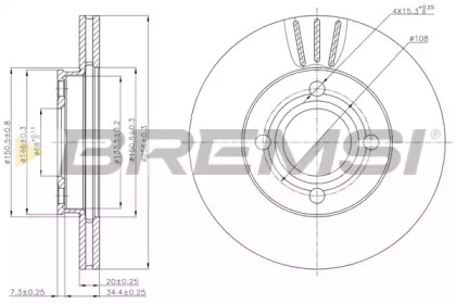 Тормозной диск (BREMSI: DBA256V)