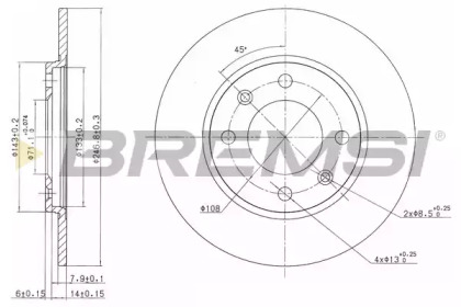 Тормозной диск (BREMSI: DBA263S)