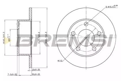 Тормозной диск (BREMSI: DBA265S)