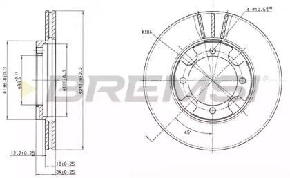 Тормозной диск (BREMSI: DBA293V)