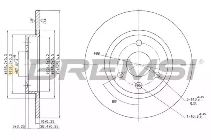 Тормозной диск (BREMSI: DBA316S)