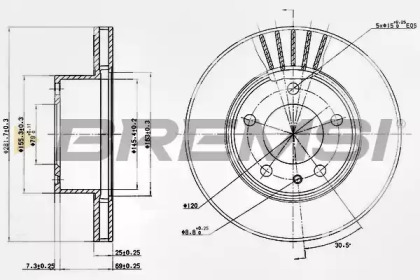 Тормозной диск (BREMSI: DBA325V)