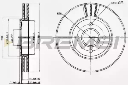 Тормозной диск (BREMSI: DBA337V)