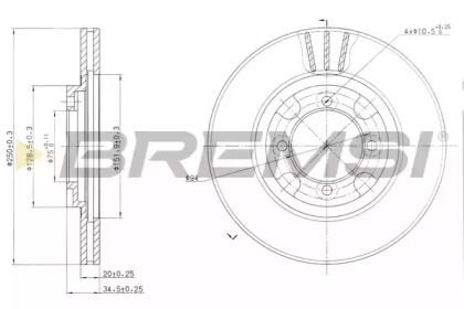 Тормозной диск (BREMSI: DBA342V)