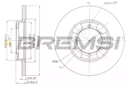 Тормозной диск (BREMSI: DBA343S)