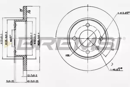 Тормозной диск (BREMSI: DBA359S)