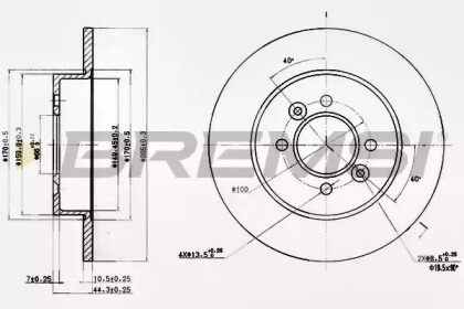 Тормозной диск (BREMSI: DBA362S)