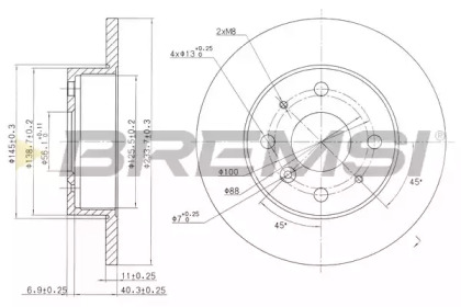 Тормозной диск (BREMSI: DBA386S)