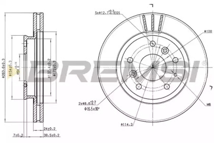 Тормозной диск (BREMSI: DBA395V)