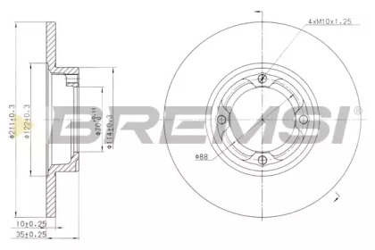 Тормозной диск (BREMSI: DBA418S)