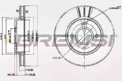 Тормозной диск (BREMSI: DBA423V)