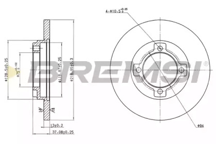 Тормозной диск (BREMSI: DBA429S)