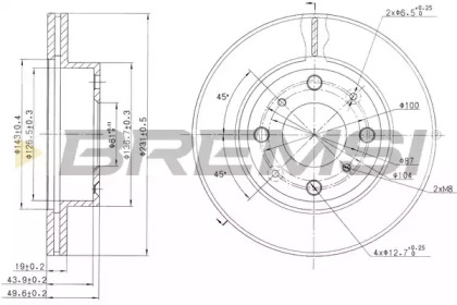 Тормозной диск (BREMSI: DBA451V)