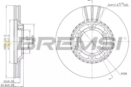 Тормозной диск (BREMSI: DBA459V)