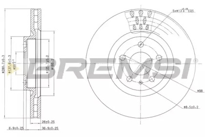 Тормозной диск (BREMSI: DBA474V)