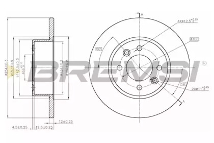 Тормозной диск (BREMSI: DBA478S)