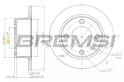 Тормозной диск (BREMSI: DBA490S)