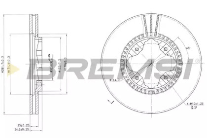 Тормозной диск (BREMSI: DBA494V)