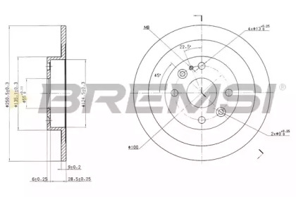 Тормозной диск (BREMSI: DBA523S)