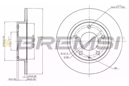 Тормозной диск (BREMSI: DBA524S)