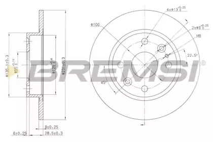 Тормозной диск (BREMSI: DBA525S)