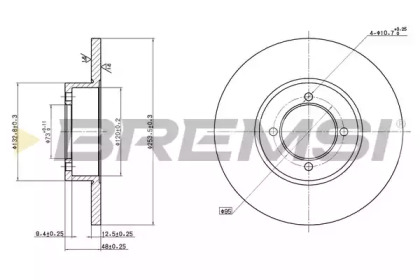 Тормозной диск (BREMSI: DBA541S)