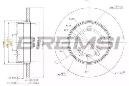 Тормозной диск (BREMSI: DBA560S)