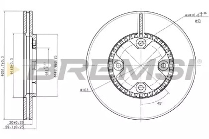 Тормозной диск (BREMSI: DBA590V)