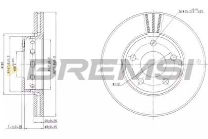 Тормозной диск (BREMSI: DBA612V)