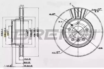 Тормозной диск (BREMSI: DBA624V)